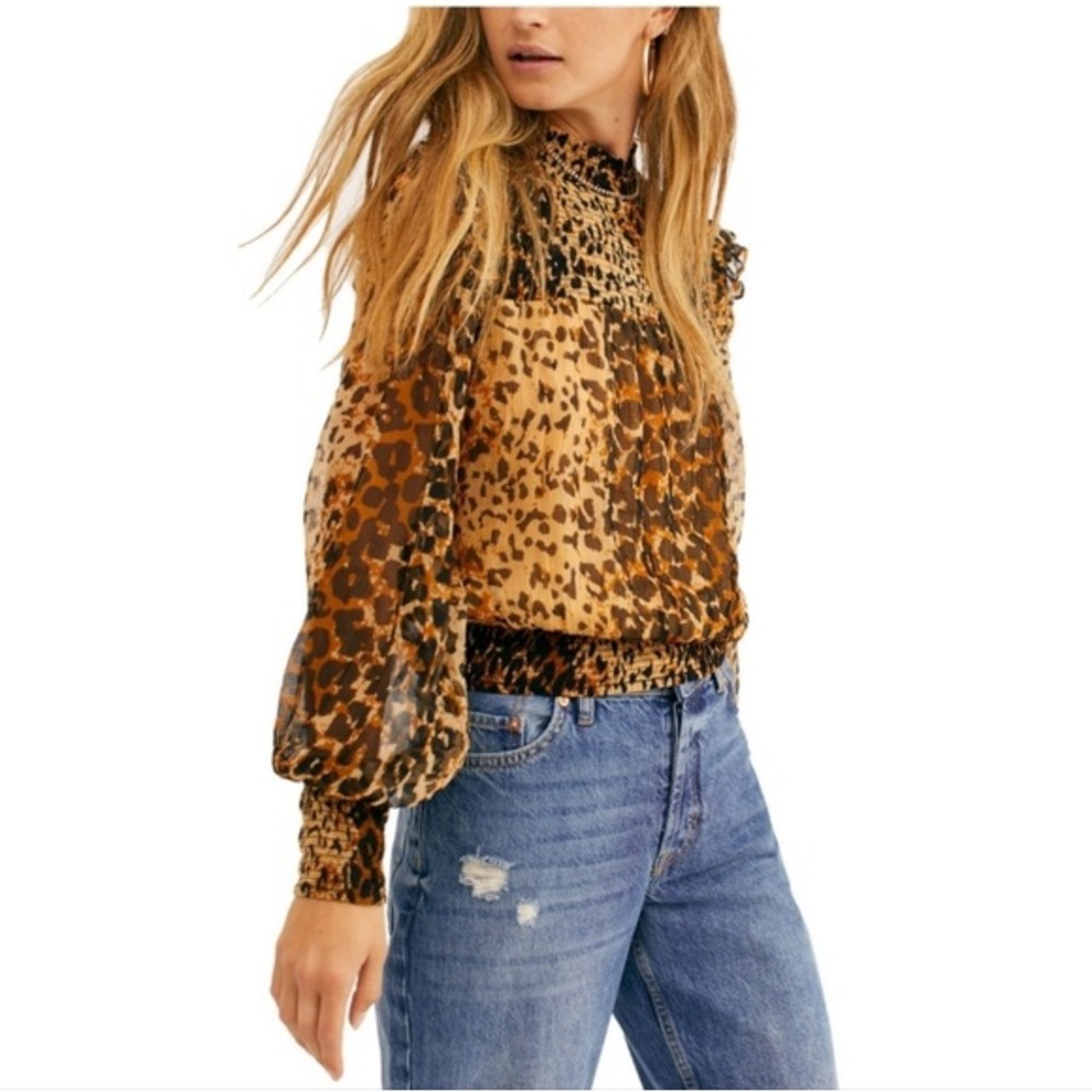 Free People Animal Print Blouse